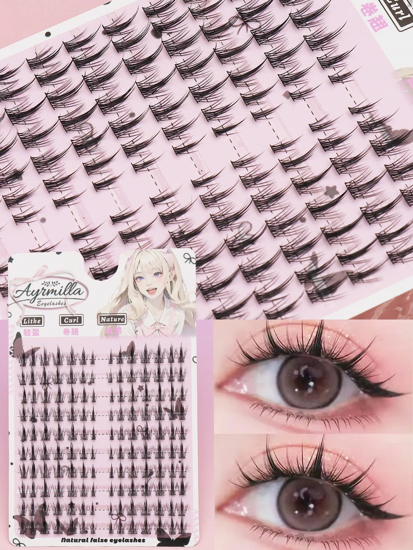 Ayr 80PCS C curl brown style Eyelash Extension Winged Individual Lashes Natural Segmented Eyelash Bundles Makeup Tools - Cozy & Co. Market