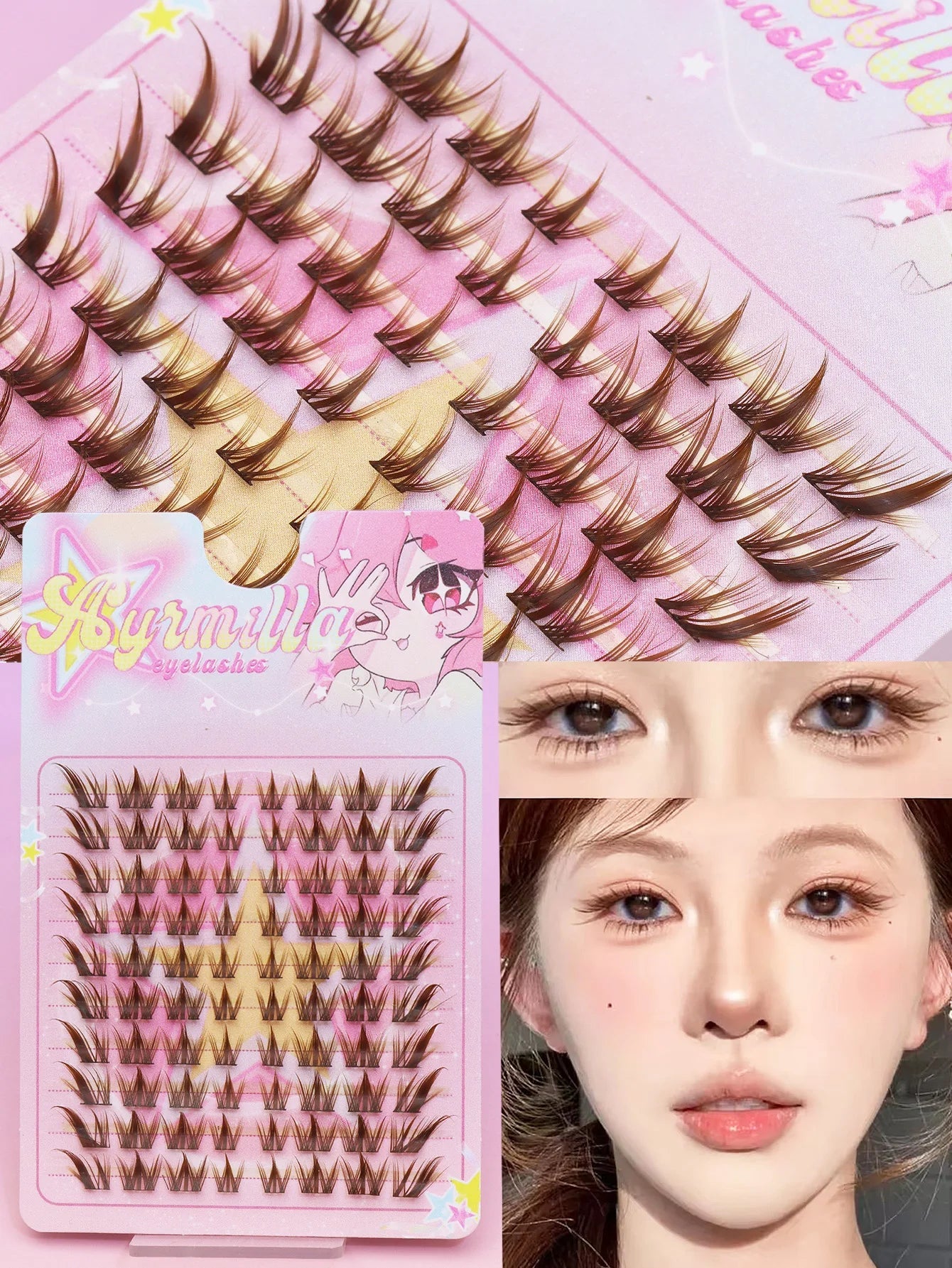 Ayr 80PCS C curl brown style Eyelash Extension Winged Individual Lashes Natural Segmented Eyelash Bundles Makeup Tools - Cozy & Co. Market