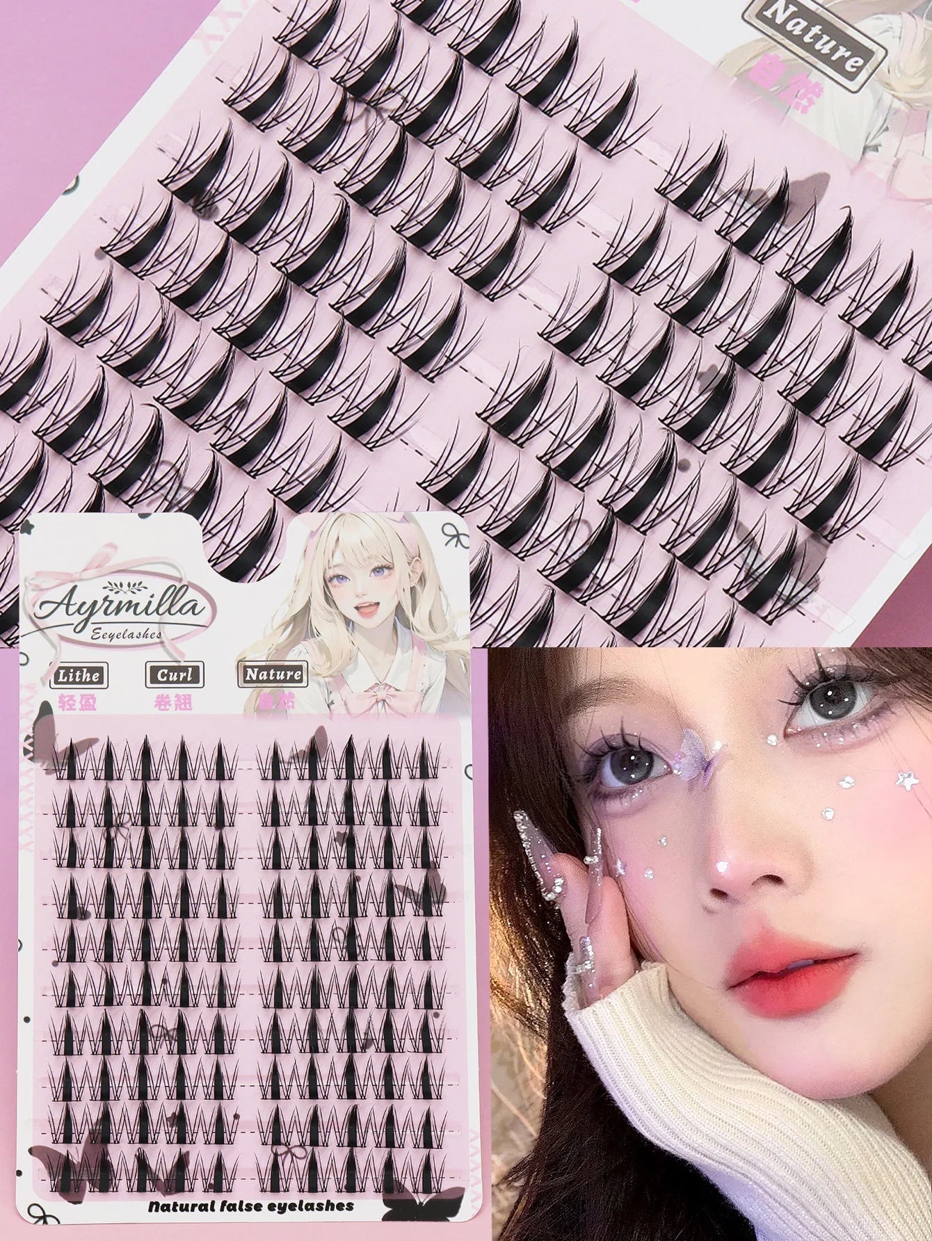 Ayr 80PCS C curl brown style Eyelash Extension Winged Individual Lashes Natural Segmented Eyelash Bundles Makeup Tools - Cozy & Co. Market
