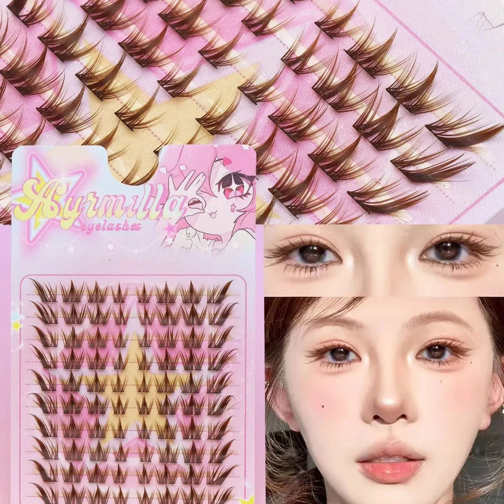Ayr 80PCS C curl brown style Eyelash Extension Winged Individual Lashes Natural Segmented Eyelash Bundles Makeup Tools - Cozy & Co. Market