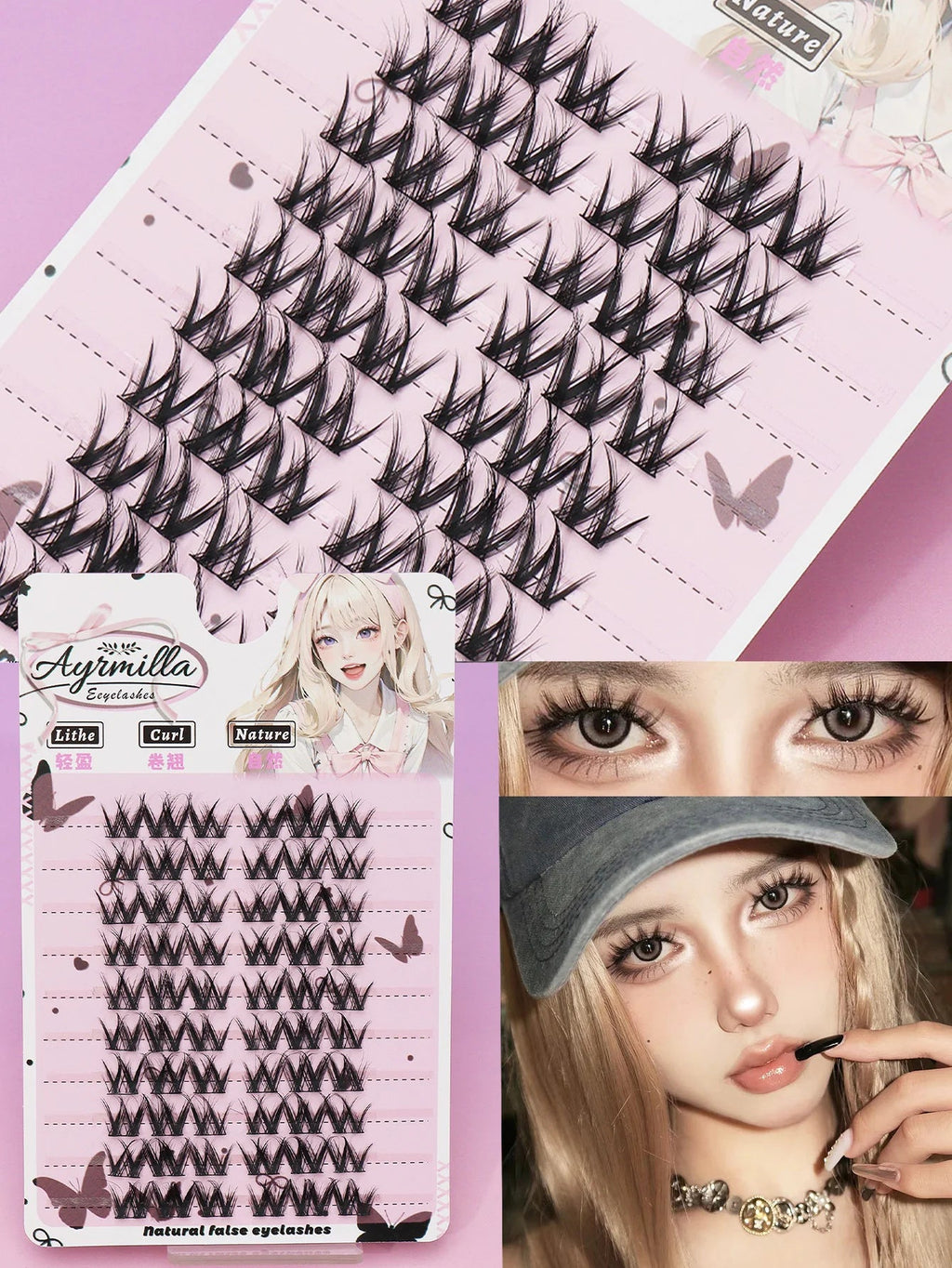 Ayr 80PCS C curl brown style Eyelash Extension Winged Individual Lashes Natural Segmented Eyelash Bundles Makeup Tools - Cozy & Co. Market