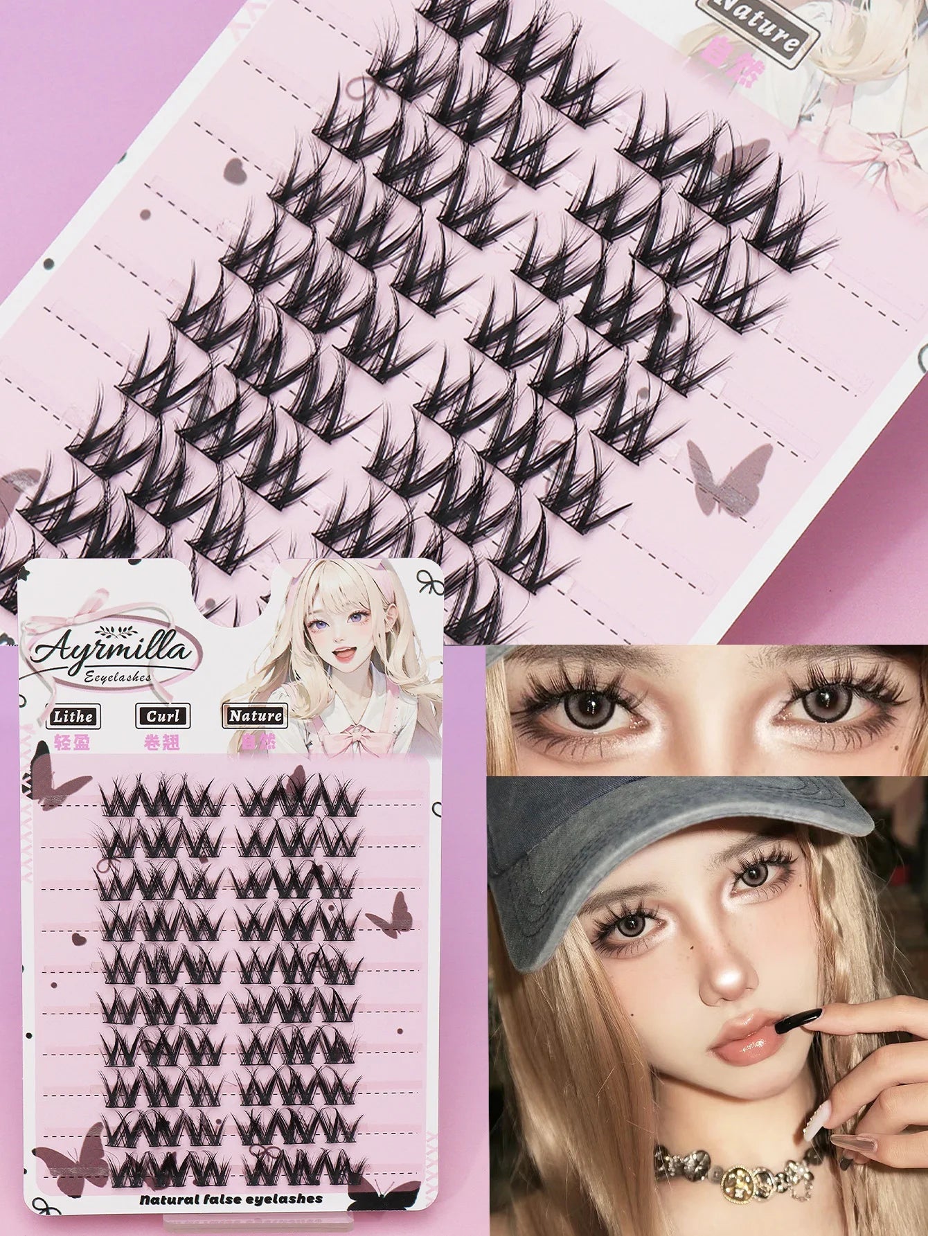 Ayr 80PCS C curl brown style Eyelash Extension Winged Individual Lashes Natural Segmented Eyelash Bundles Makeup Tools - Cozy & Co. Market