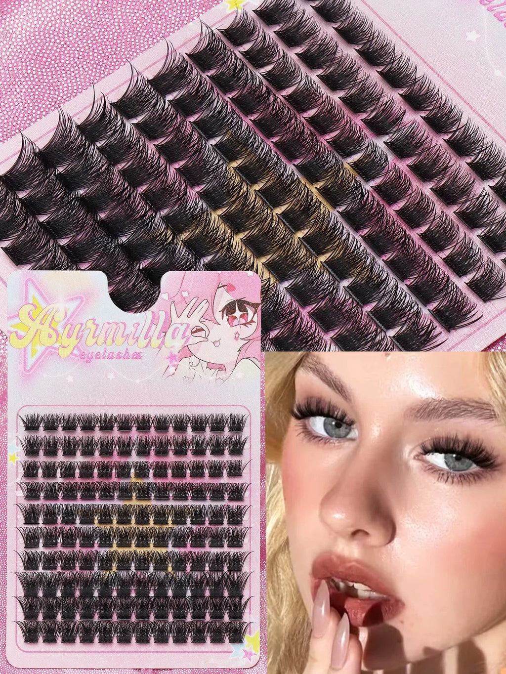 Ayr 80PCS C curl brown style Eyelash Extension Winged Individual Lashes Natural Segmented Eyelash Bundles Makeup Tools - Cozy & Co. Market