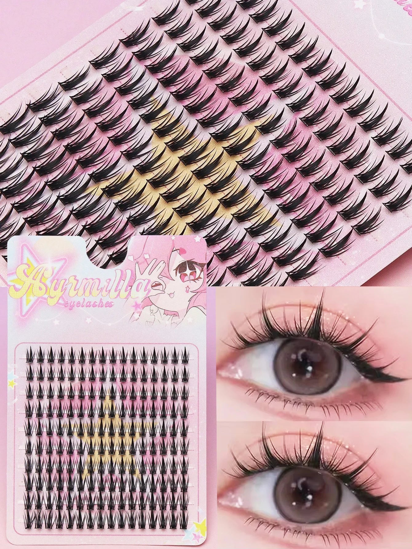 Ayr 80PCS C curl brown style Eyelash Extension Winged Individual Lashes Natural Segmented Eyelash Bundles Makeup Tools - Cozy & Co. Market