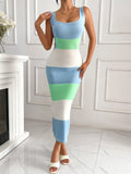 Backless Strap Sweater dress Design Niche Strap Contrast Color European and American Ins Hot Girl Tight Woolen Long Dress - Cozy & Co. Market