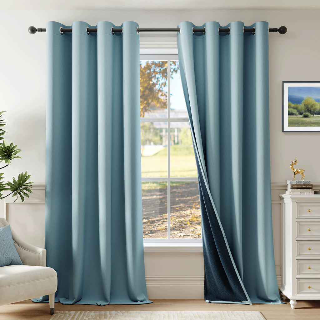 Beauoop 100% Blackout Curtains 84 Inch Long 2 Panels for Bedroom Living Room Stone Blue Solid Room Darkening Thermal Insulated Soundproof Energy Saving Grommet Top Window Treatment Drapes52x84 2 Set - Cozy & Co. Market
