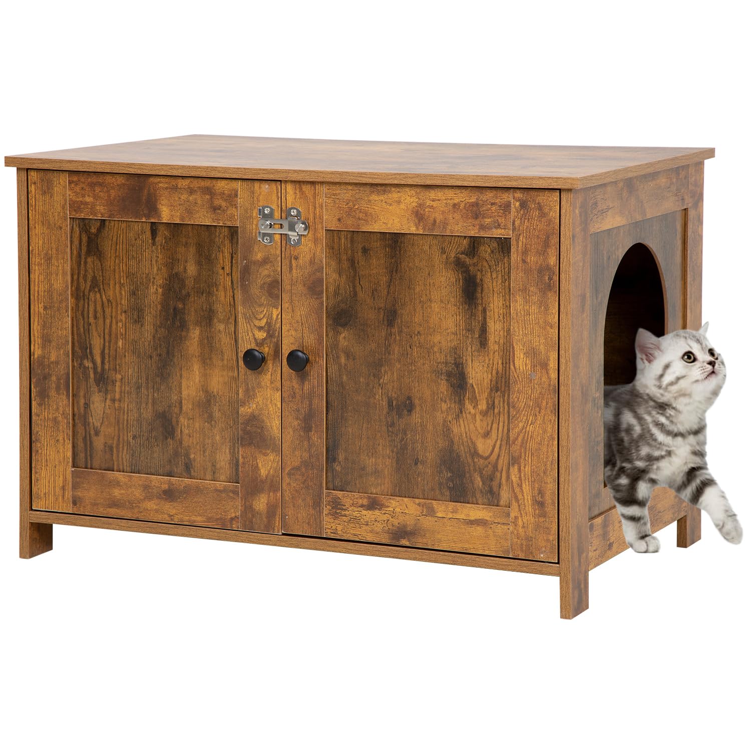 BestPet Cat Litter Box Enclosure Furniture HiddenWooden Cat Washroom Furniture Storage Cabinet Pet Crate House End Table with Removable DividerLarge EnoughFit Most Cats and Litter Box - Cozy & Co. Market