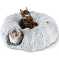 Bininl Cat Tunnel Bed for Indoor Cats Peekaboo Cat Cave Donut Tunnel for Cat with Washable Circle Cushion Interior Cat Play Tunnel (34 Inch Grey) - Cozy & Co. Market