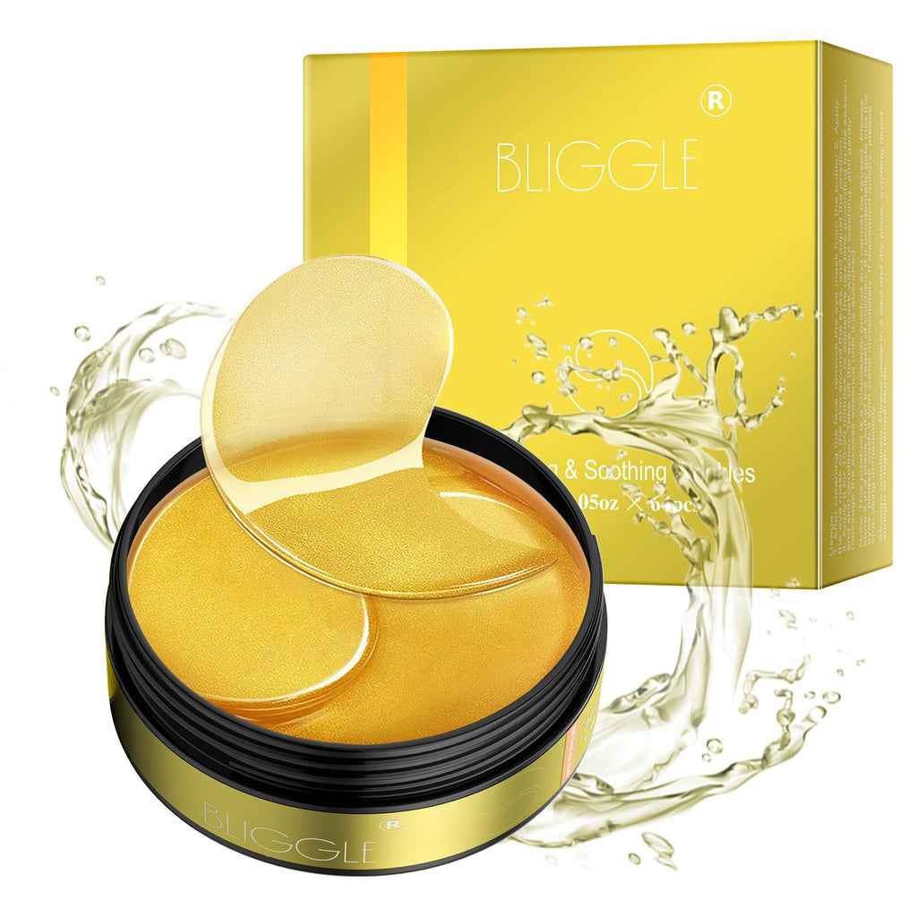 BLIGGLE Under Eye patches (64 pcs)-24K Gold Eye Mask with Hyaluronic Acid Cooling Eye Care for Puffy Eyes & Dark Circles TreatmentsReduce Under Eye Bags and Smooth Wrinkles - Cozy & Co. Market