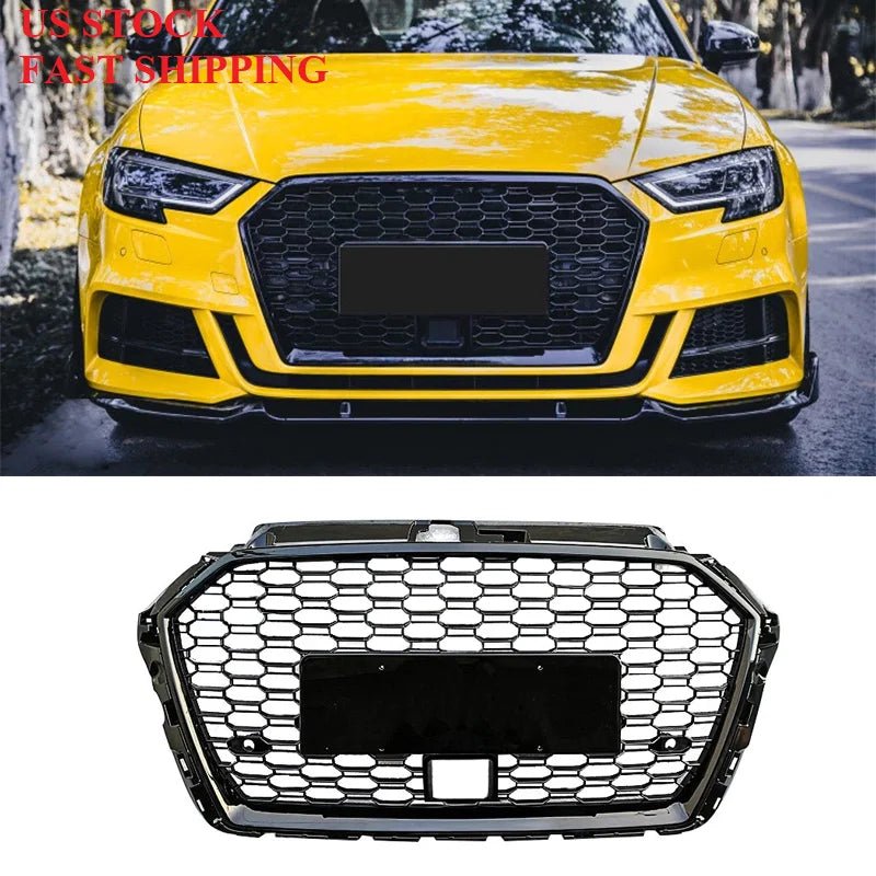 Body Kit Honeycomb Mesh Grille Rs3 Front Grille With ACC Hole RS3 for Audi A3 S3 2017 2018 2019 - Cozy & Co. Market