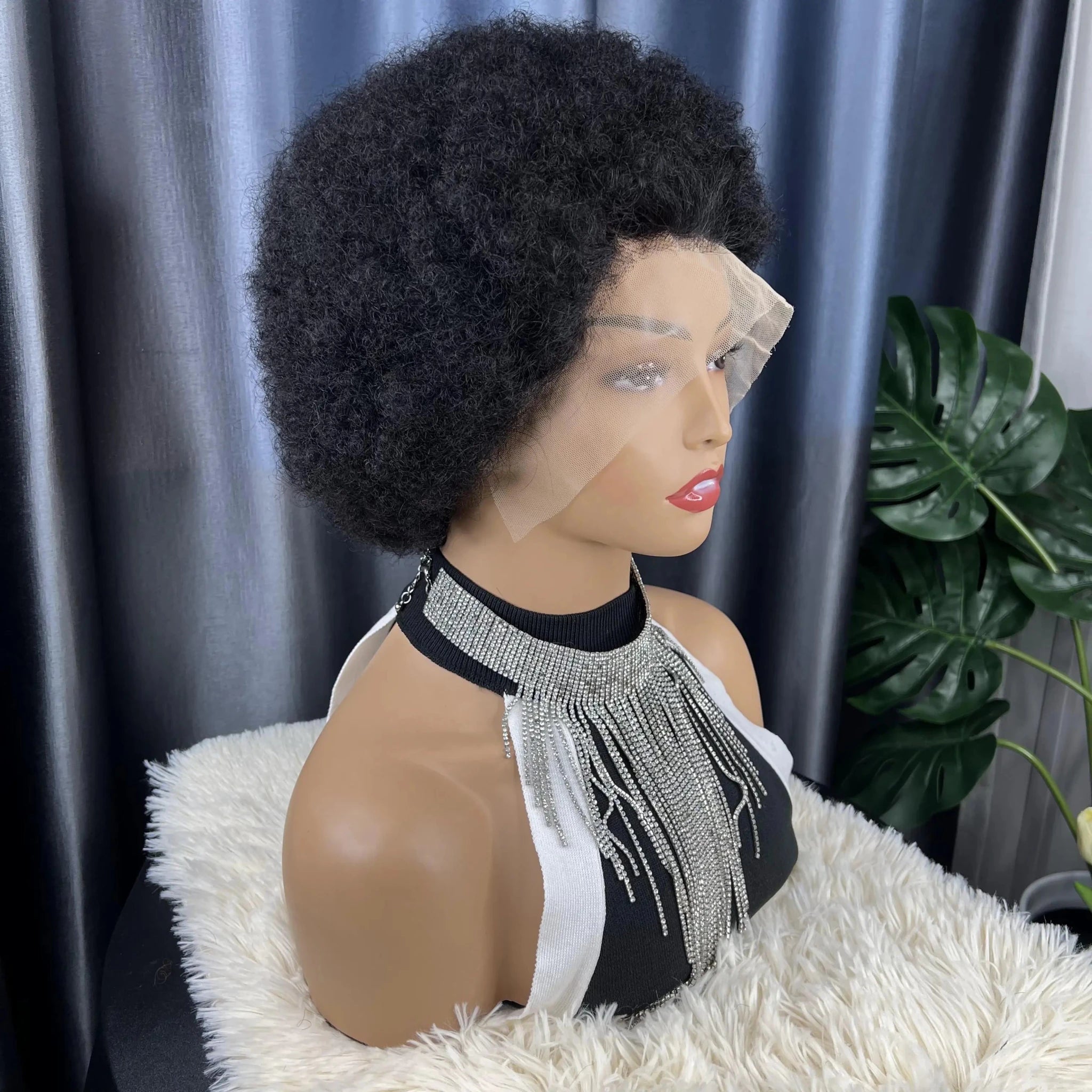 Brazilian Pixie Cut Swiss Lace Human Hair 13X4 Short Afro Curly Lace Front Wigs Human Hair Short Curly Wigs for Women Human Hair - Cozy & Co. Market