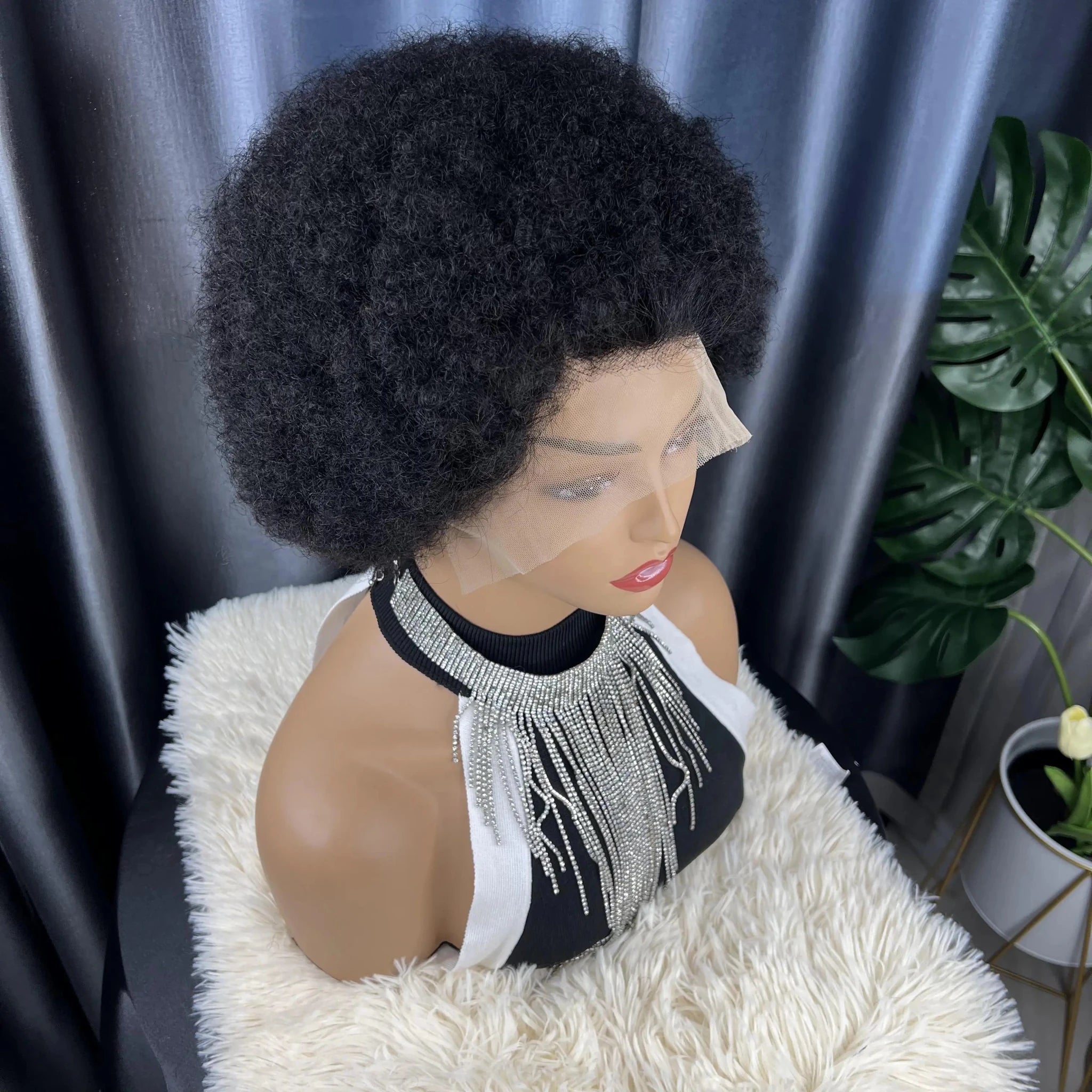 Brazilian Pixie Cut Swiss Lace Human Hair 13X4 Short Afro Curly Lace Front Wigs Human Hair Short Curly Wigs for Women Human Hair - Cozy & Co. Market