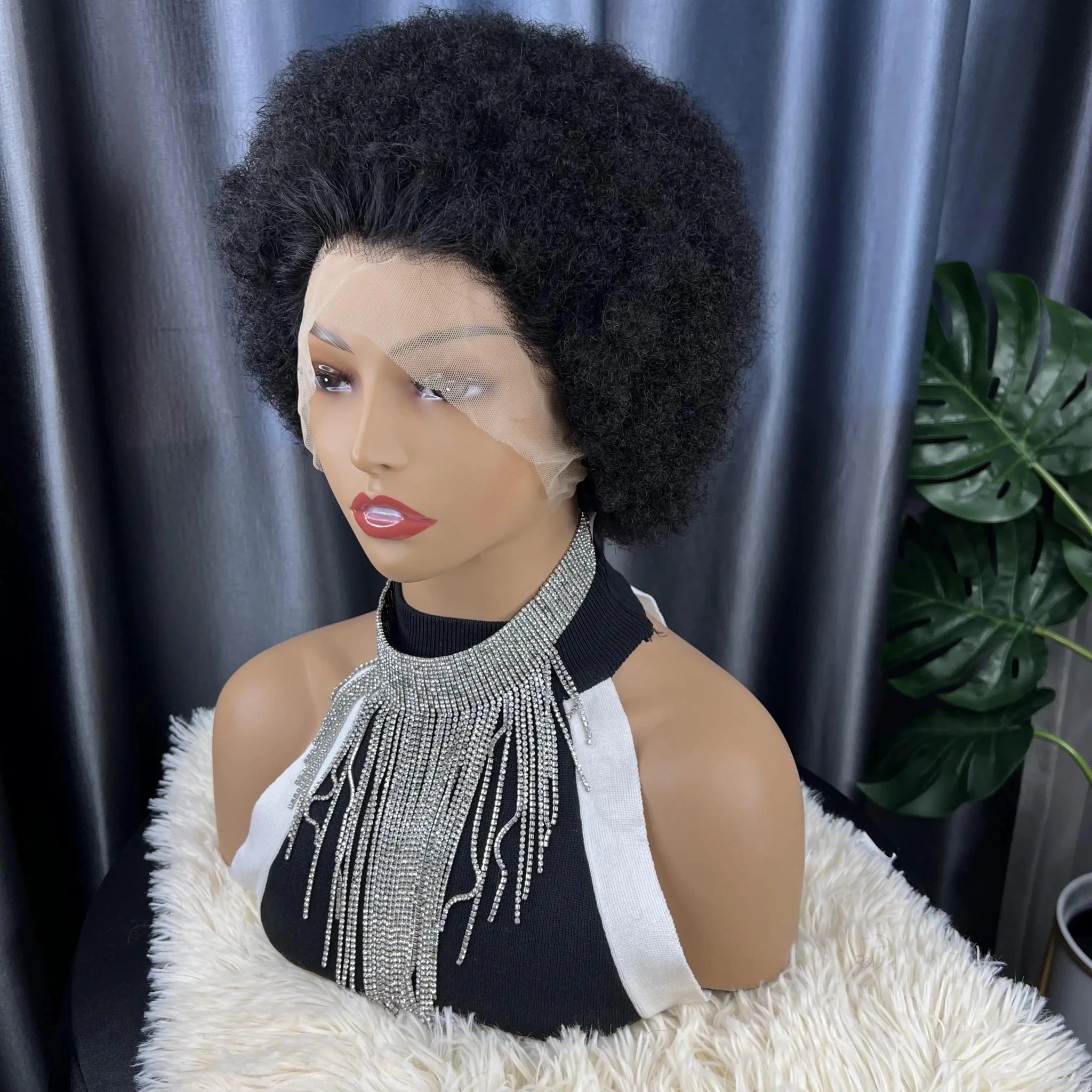 Brazilian Pixie Cut Swiss Lace Human Hair 13X4 Short Afro Curly Lace Front Wigs Human Hair Short Curly Wigs for Women Human Hair - Cozy & Co. Market