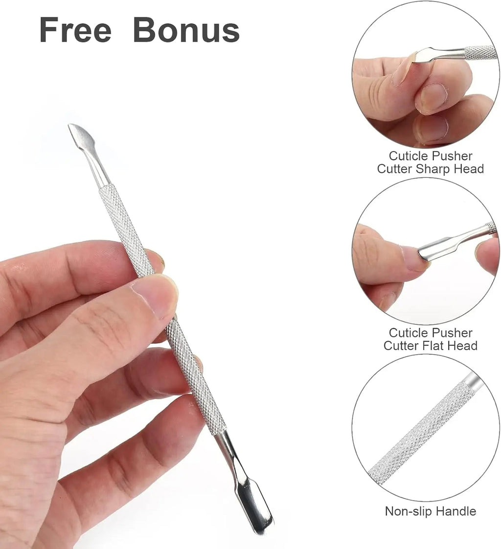 CALIYI Professional Stainless Steel Nail Cutter Scissor Nippers Function Cuticle Pusher Remover Manicure Nail Art Care Tool Kit - Cozy & Co. Market