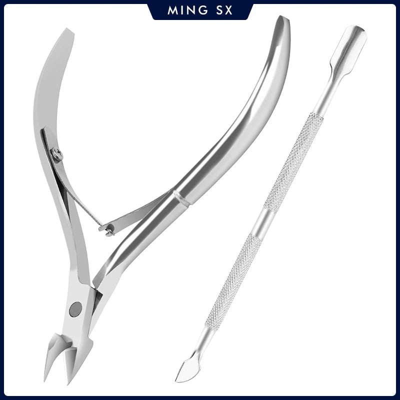 CALIYI Professional Stainless Steel Nail Cutter Scissor Nippers Function Cuticle Pusher Remover Manicure Nail Art Care Tool Kit - Cozy & Co. Market
