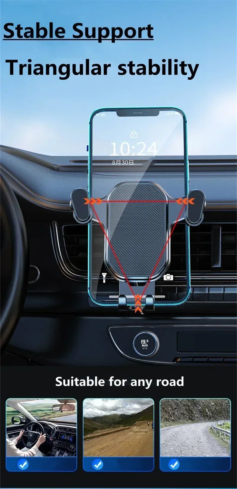Car Air Outlet Clip Stand Car Phone Holder Smartphone Mount Gravity No Magnetic Support in Car For iPhone Xiaomi Samsung Huawei - Cozy & Co. Market