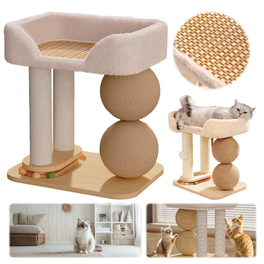 Cat Climbing Frame with Sisal Ball & Integrated Bed - Cozy & Co. Market