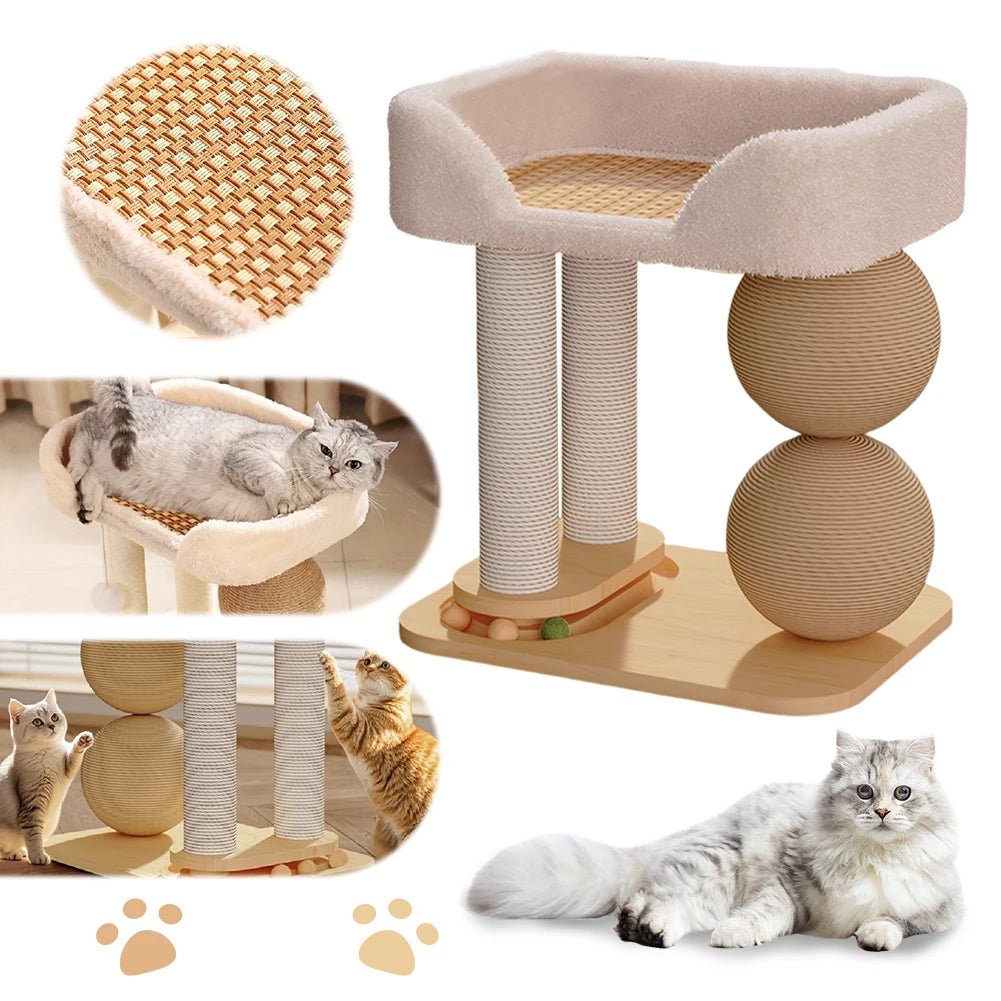 Cat Climbing Frame with Sisal Ball & Integrated Bed - Cozy & Co. Market