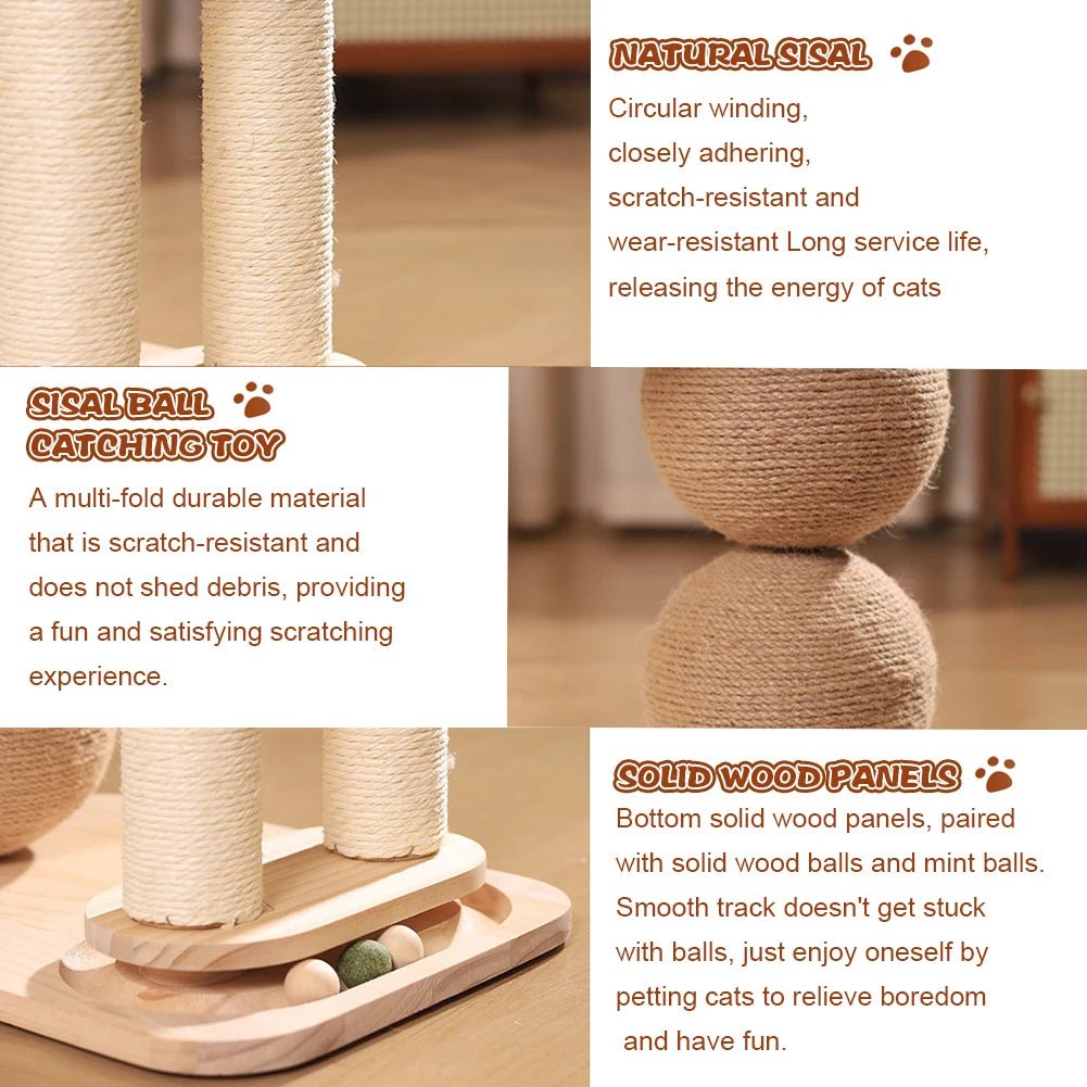 Cat Climbing Frame with Sisal Ball & Integrated Bed - Cozy & Co. Market