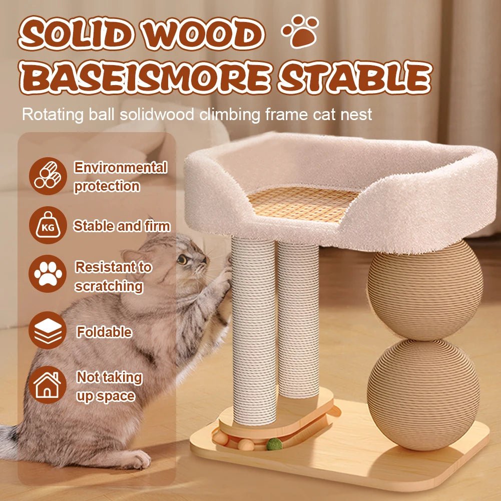 Cat Climbing Frame with Sisal Ball & Integrated Bed - Cozy & Co. Market
