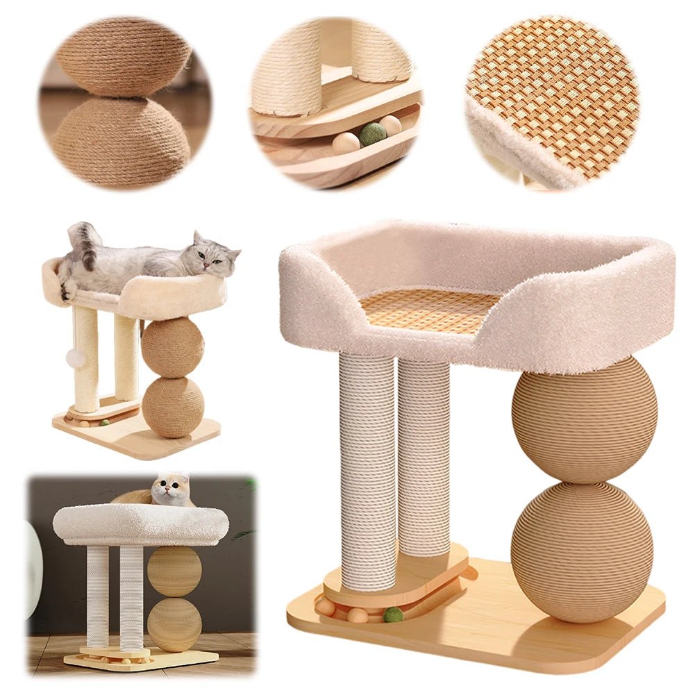 Cat Climbing Frame with Sisal Ball & Integrated Bed - Cozy & Co. Market