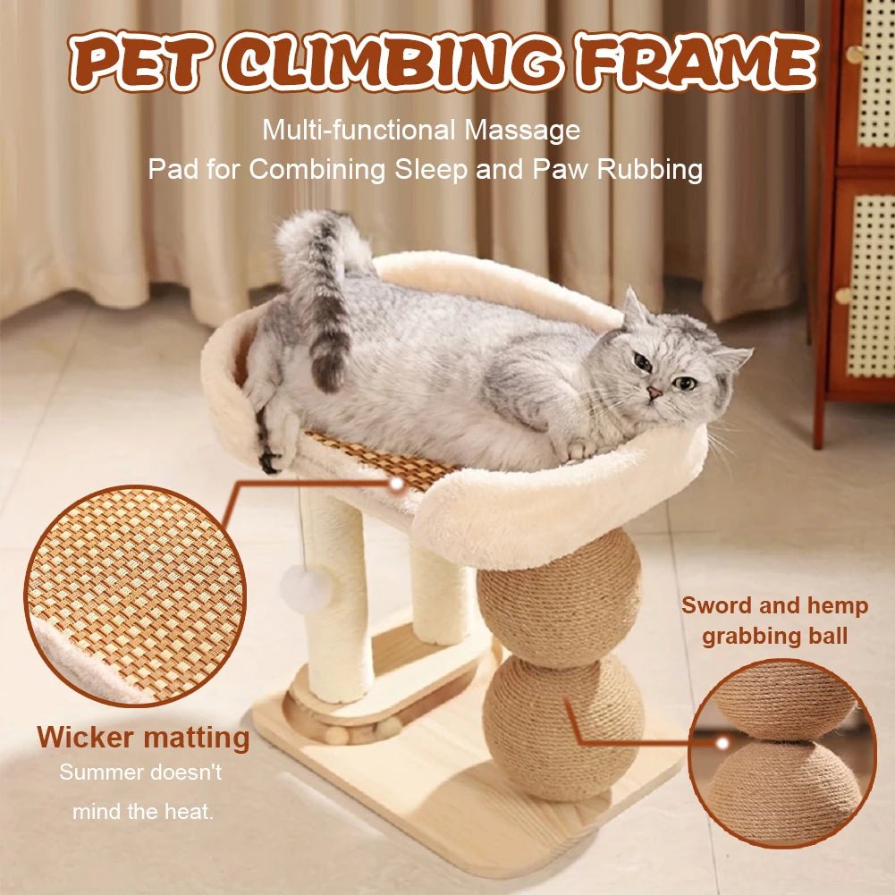 Cat Climbing Frame with Sisal Ball & Integrated Bed - Cozy & Co. Market