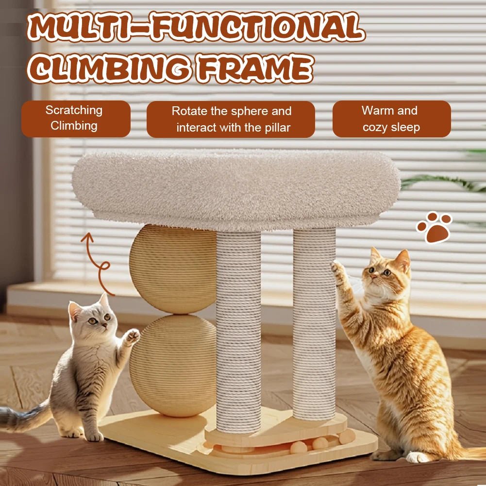 Cat Climbing Frame with Sisal Ball & Integrated Bed - Cozy & Co. Market