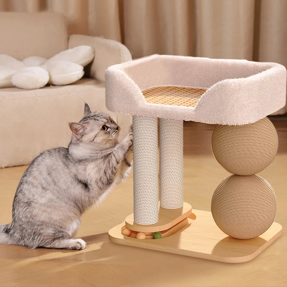 Cat Climbing Frame with Sisal Ball & Integrated Bed - Cozy & Co. Market