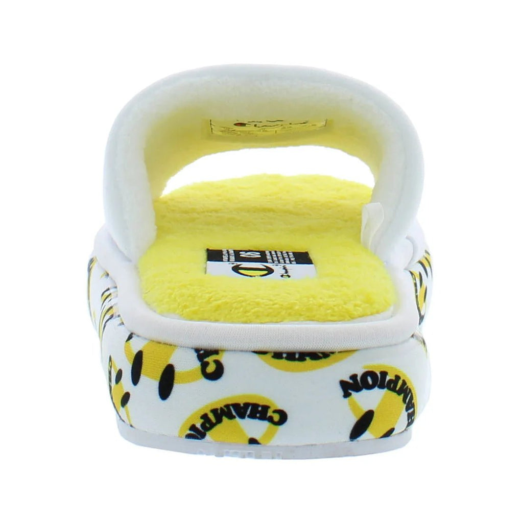 Champion Plush Smile Slide Womens Shoes Color: White/Yellow | 100% Authentic - Cozy & Co. Market