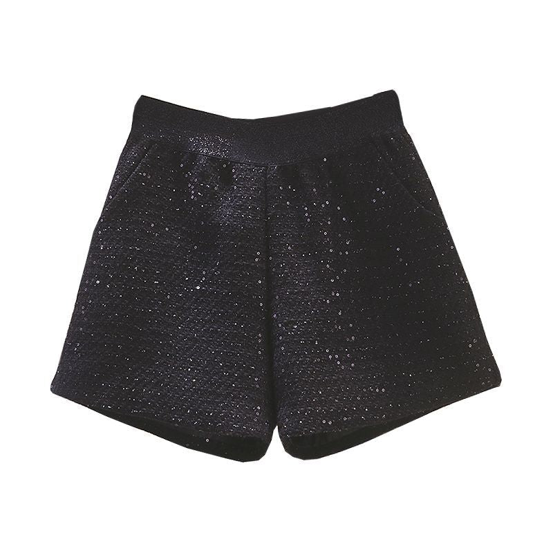 Chanel Style Woolen Shorts Women's Spring and Autumn High Waist Slimming Sequin Outer Wear Loose Waist A- Shaped Wide Leg Casual Boots Pants - Cozy & Co. Market