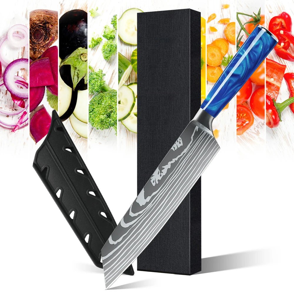Chef Knife 8 Inch Professional Kitchen Knife German High Carbon Stainless Steel Ultra Sharp Santoku Meat - Cozy & Co. Market