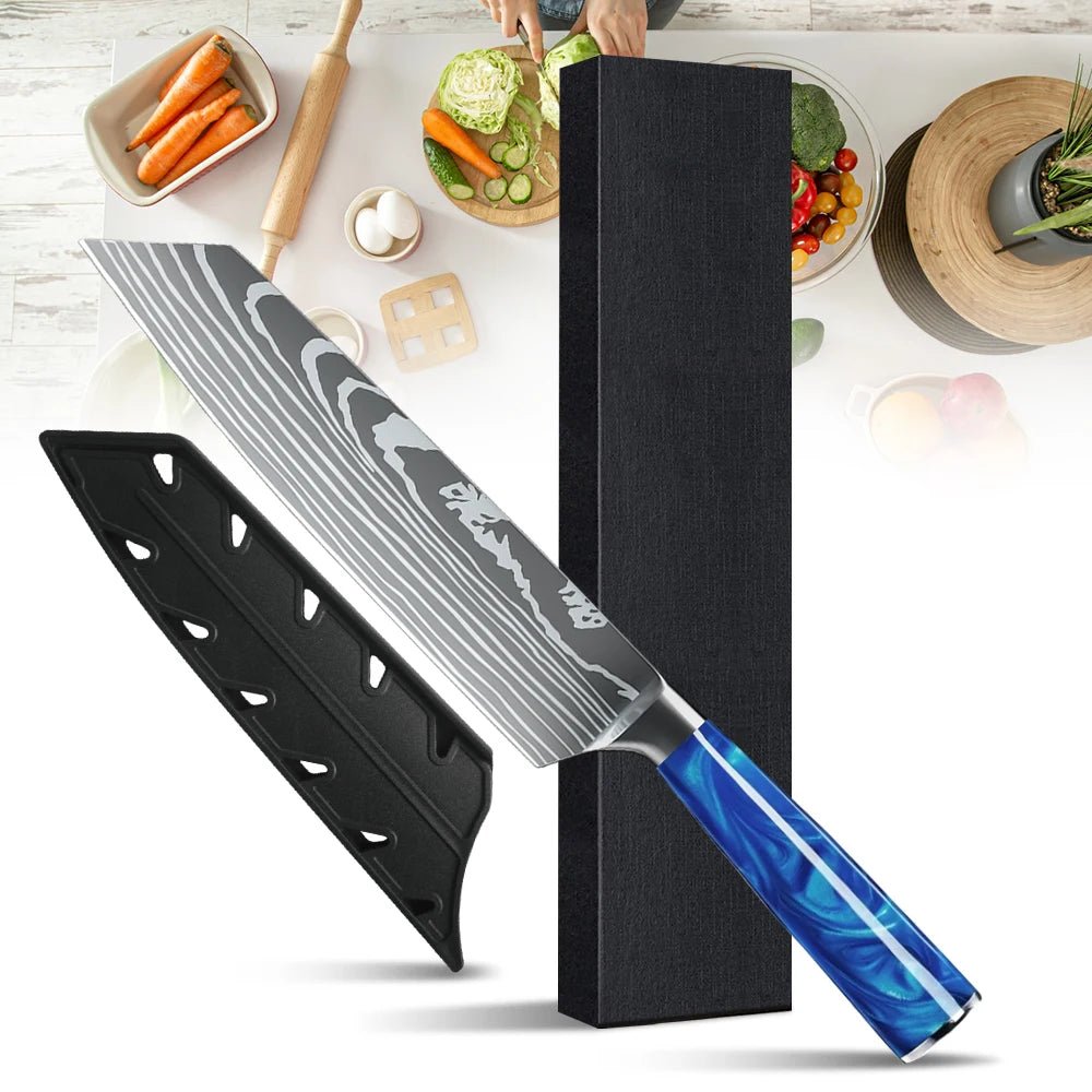 Chef Knife 8 Inch Professional Kitchen Knife German High Carbon Stainless Steel Ultra Sharp Santoku Meat - Cozy & Co. Market