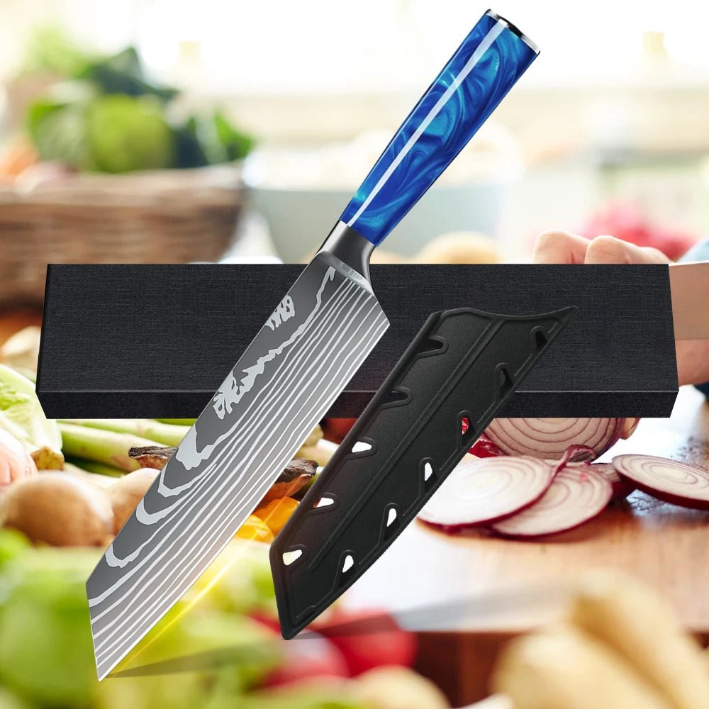Chef Knife 8 Inch Professional Kitchen Knife German High Carbon Stainless Steel Ultra Sharp Santoku Meat - Cozy & Co. Market