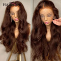 Chocolate Brown 13x4 Lace Front Wig Brazilian Pre Plucked 13x6 HD Lace Frontal Wigs Dark Brown Body Wave Human Hair Closure Wigs - Cozy & Co. Market