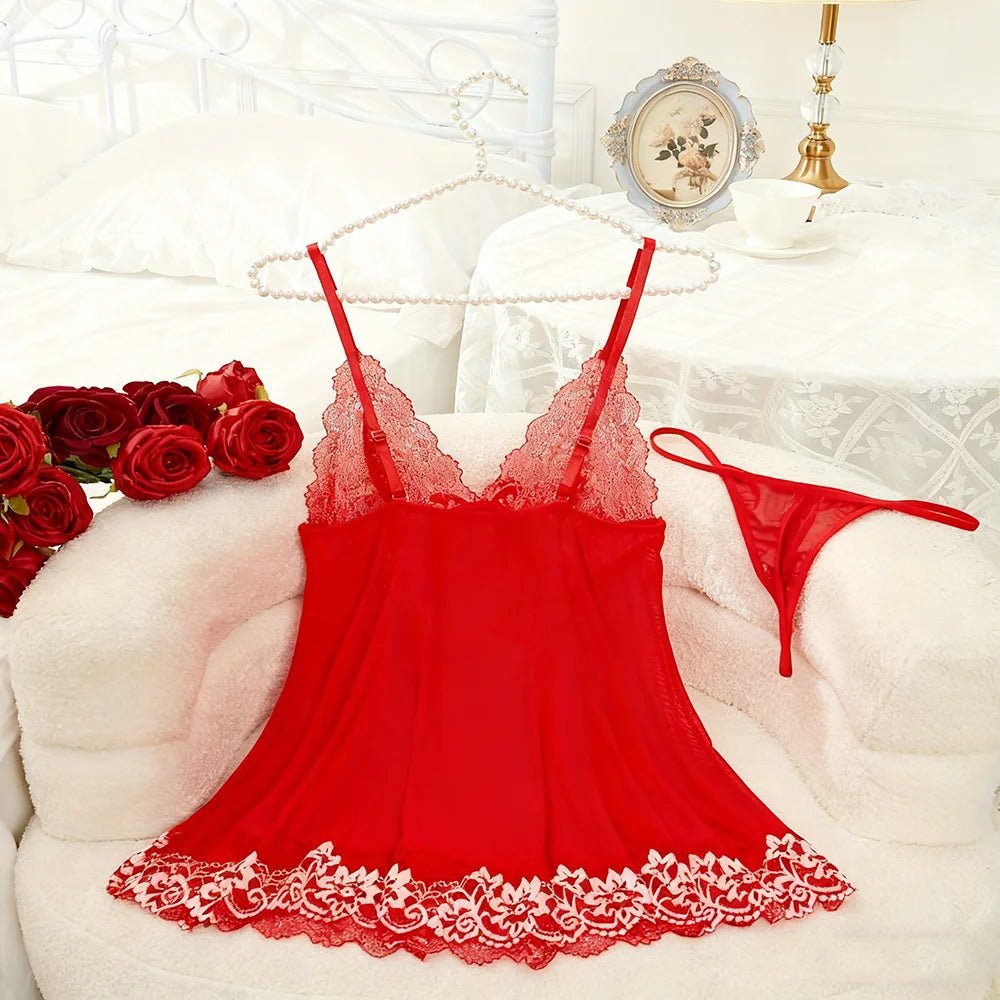 Christmas Women's Summer Soft Breathable Lingerie High Fashion Midi Skirt Suspender Pajama Nightwear Slit Sexy New Stock USA - Cozy & Co. Market