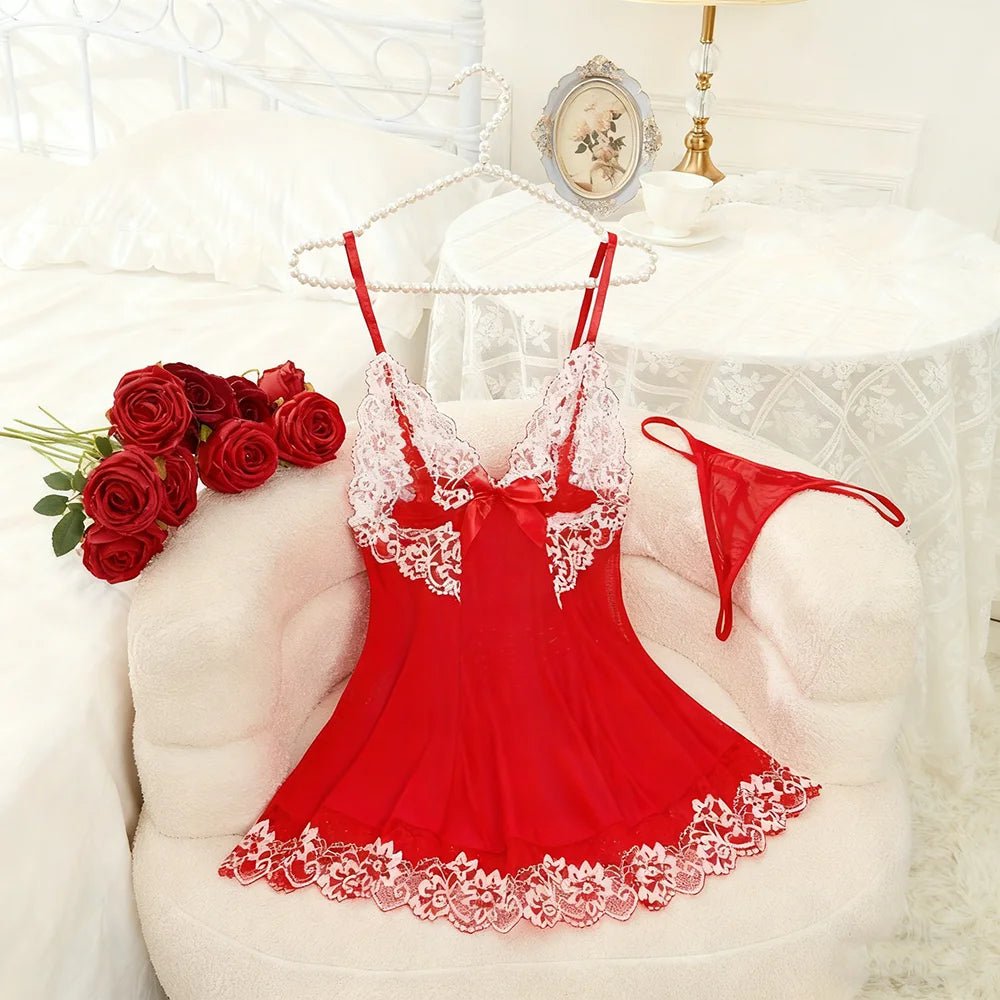 Christmas Women's Summer Soft Breathable Lingerie High Fashion Midi Skirt Suspender Pajama Nightwear Slit Sexy New Stock USA - Cozy & Co. Market