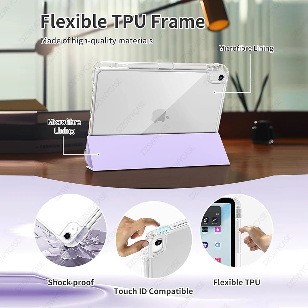 Clear Case for iPad 10th 10.9 A16 11th Air 11 13 M2 M3 Pro 11 12.9 13 M4 mini7 6 9/8/7th 10.2 6/5th 9.7 with Pencil Holder Cover - Cozy & Co. Market