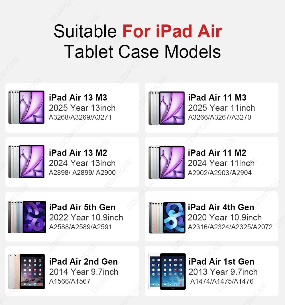 Clear Case for iPad 10th 10.9 A16 11th Air 11 13 M2 M3 Pro 11 12.9 13 M4 mini7 6 9/8/7th 10.2 6/5th 9.7 with Pencil Holder Cover - Cozy & Co. Market
