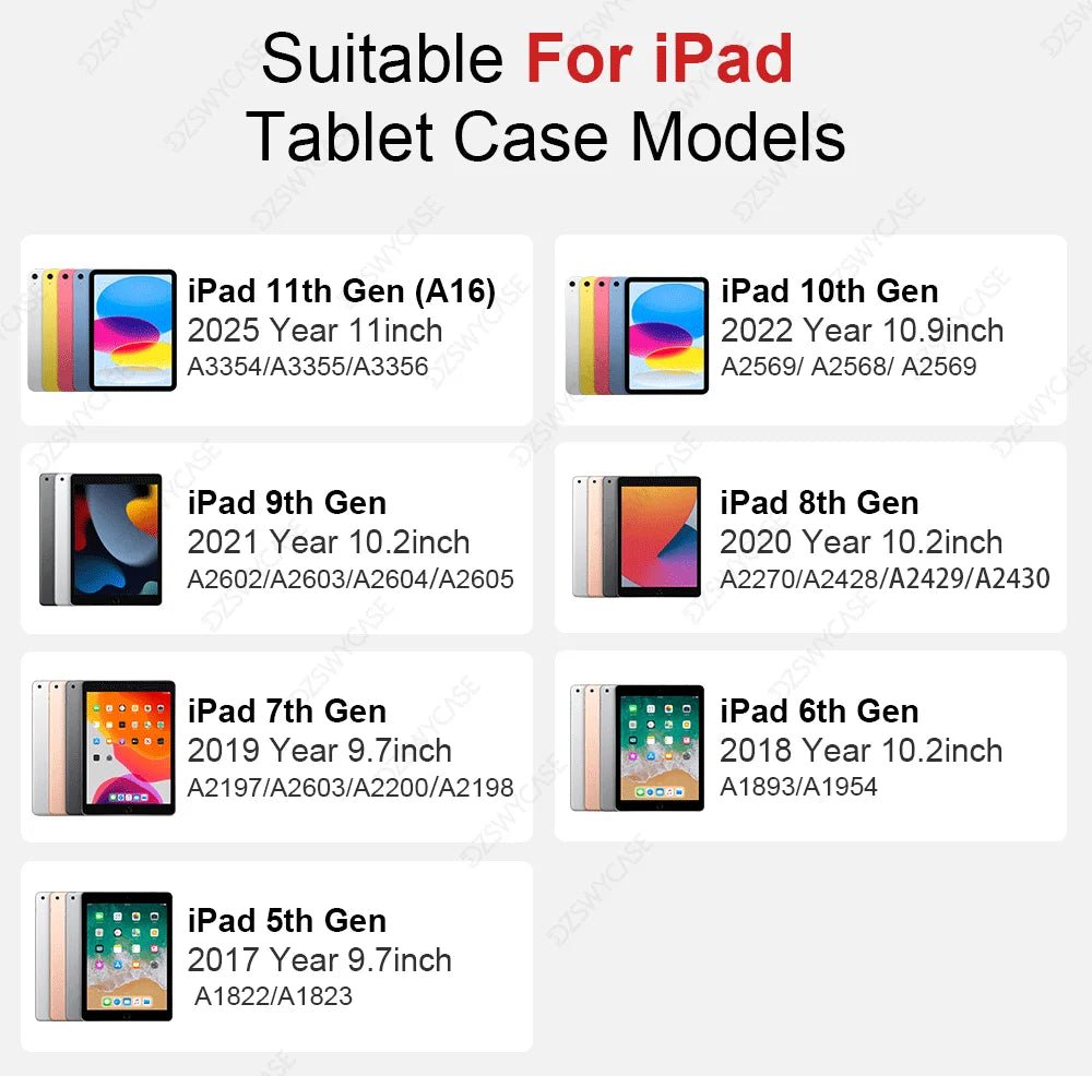 Clear Case for iPad 10th 10.9 A16 11th Air 11 13 M2 M3 Pro 11 12.9 13 M4 mini7 6 9/8/7th 10.2 6/5th 9.7 with Pencil Holder Cover - Cozy & Co. Market