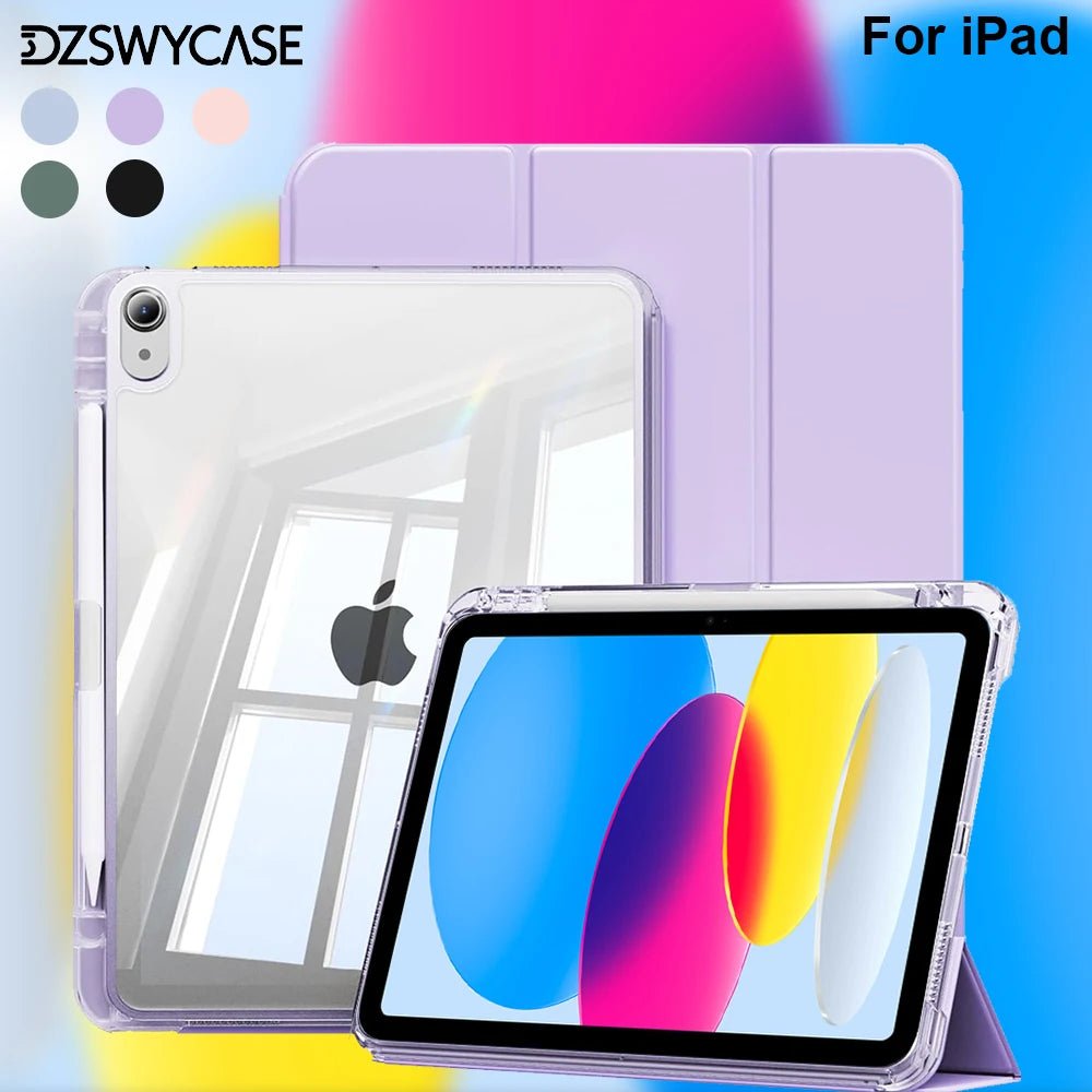 Clear Case for iPad 10th 10.9 A16 11th Air 11 13 M2 M3 Pro 11 12.9 13 M4 mini7 6 9/8/7th 10.2 6/5th 9.7 with Pencil Holder Cover - Cozy & Co. Market