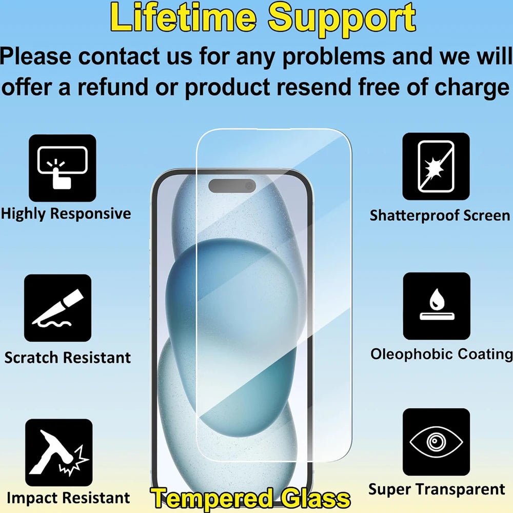 Clear Glass Film For iPhone 17 16 15 Pro Max Screen Protector For iPhone 11 12 13 14 15 Pro Tempered Glass iPhone13 Mini 16 Plus - Cozy & Co. Market