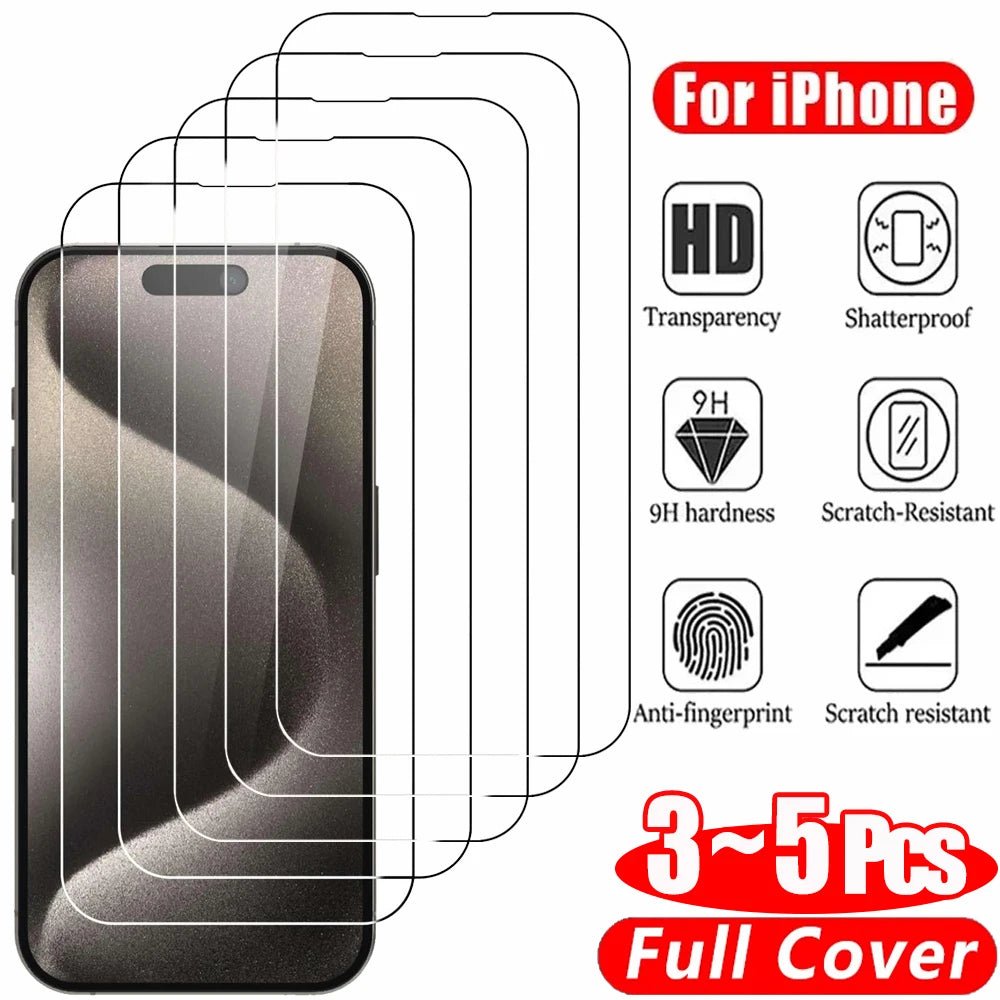 Clear Glass Film For iPhone 17 16 15 Pro Max Screen Protector For iPhone 11 12 13 14 15 Pro Tempered Glass iPhone13 Mini 16 Plus - Cozy & Co. Market