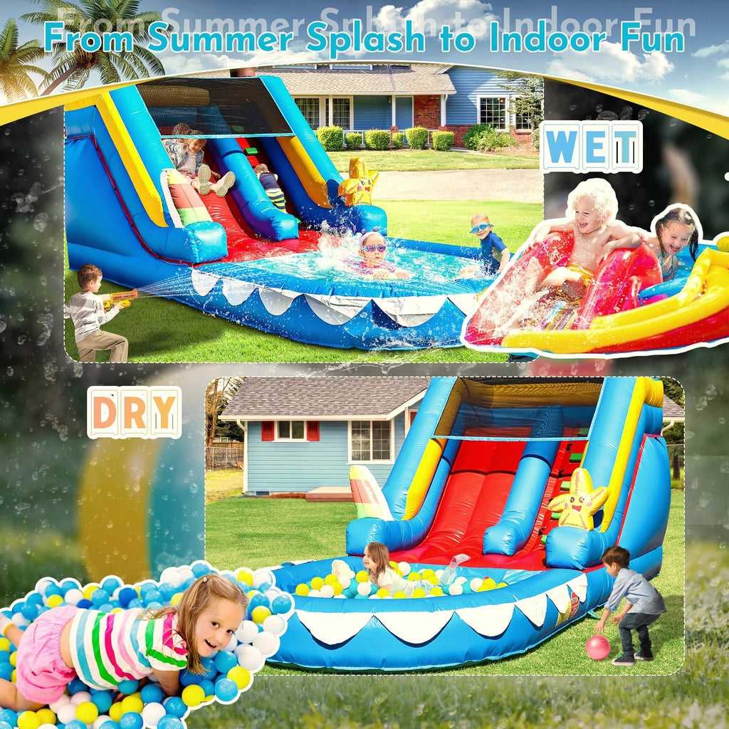 Commercial PVC Inflatable Slides Adult Kids Party Outdoor Backyard Dry Wet Inflatable Water Slide with Splash Pool,Blower - Cozy & Co. Market