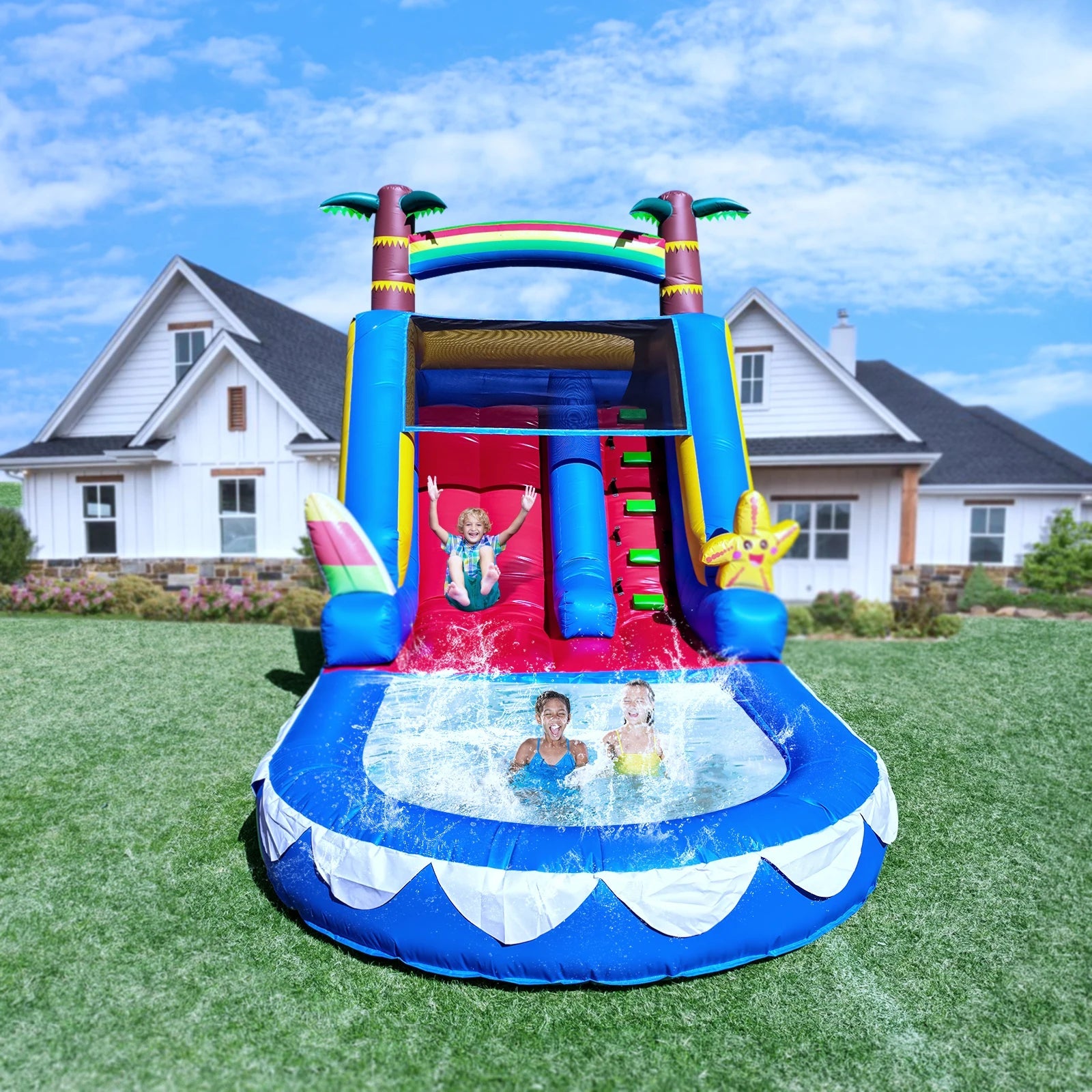 Commercial PVC Inflatable Slides Adult Kids Party Outdoor Backyard Dry Wet Inflatable Water Slide with Splash Pool,Blower - Cozy & Co. Market
