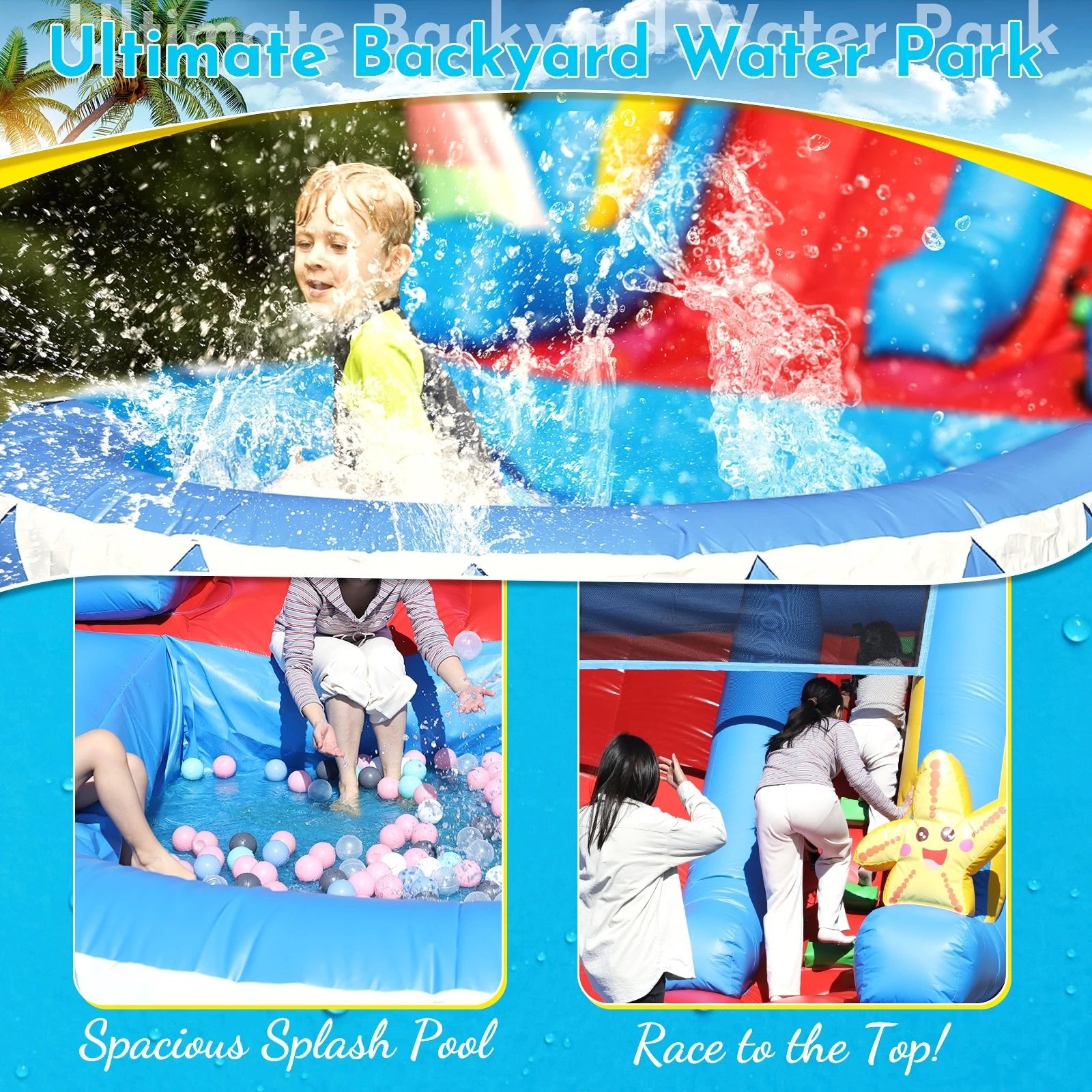 Commercial PVC Inflatable Slides Adult Kids Party Outdoor Backyard Dry Wet Inflatable Water Slide with Splash Pool,Blower - Cozy & Co. Market