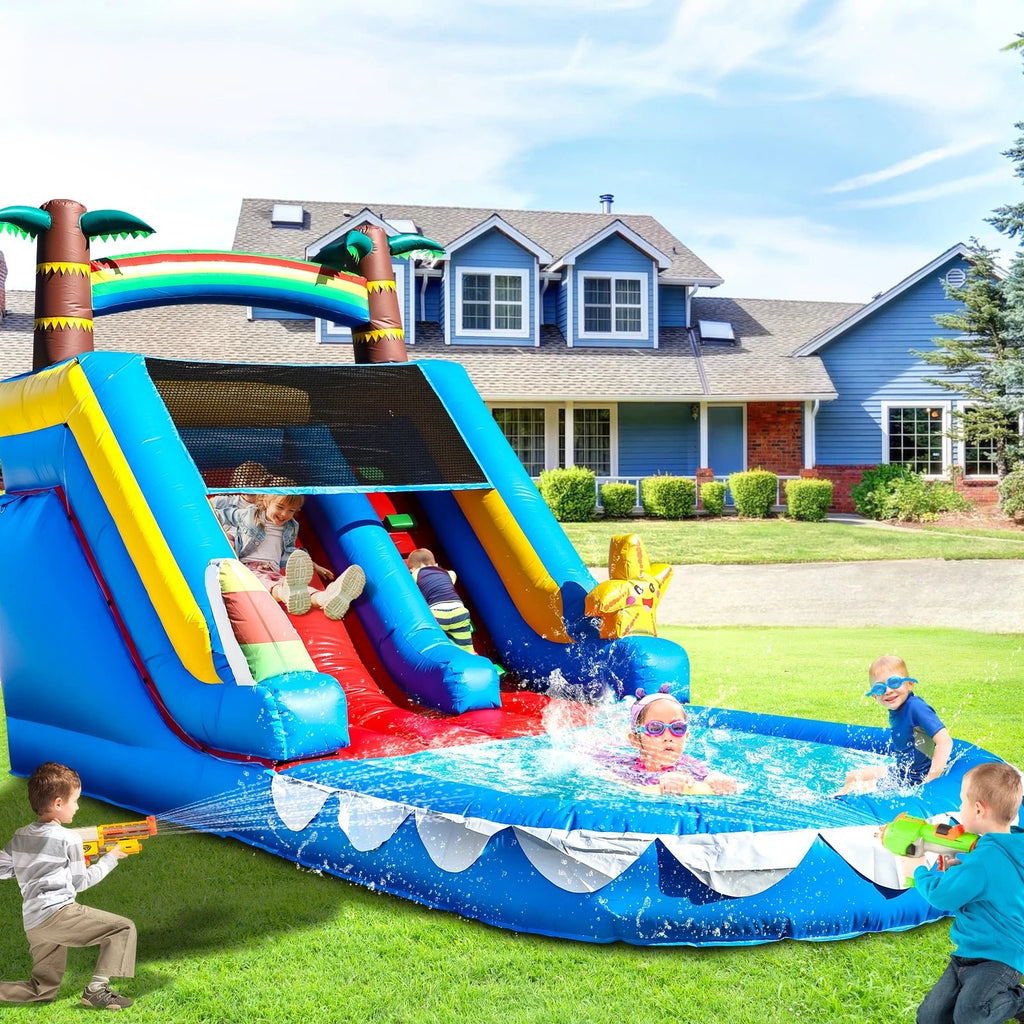 Commercial PVC Inflatable Slides Adult Kids Party Outdoor Backyard Dry Wet Inflatable Water Slide with Splash Pool,Blower - Cozy & Co. Market