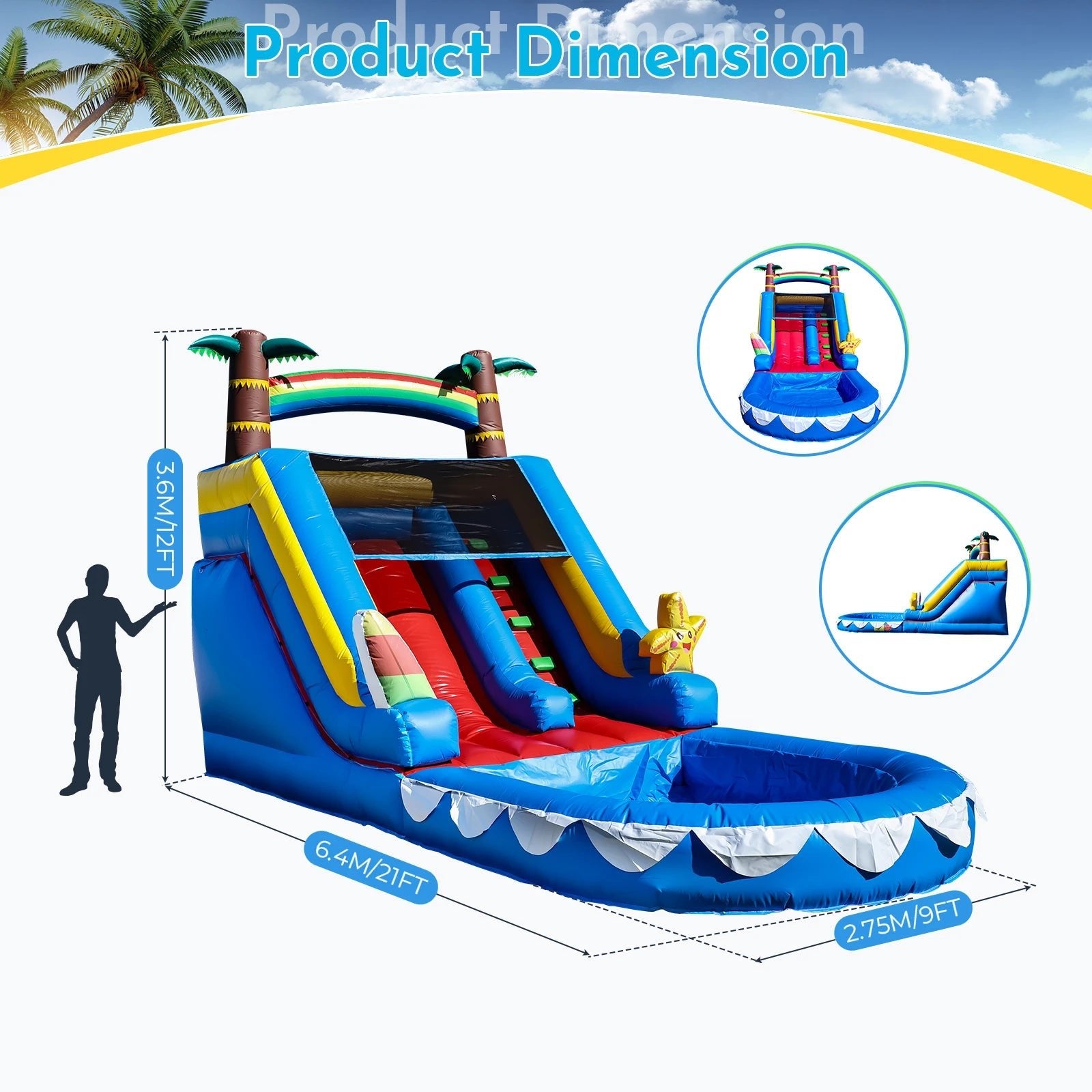 Commercial PVC Inflatable Slides Adult Kids Party Outdoor Backyard Dry Wet Inflatable Water Slide with Splash Pool,Blower - Cozy & Co. Market