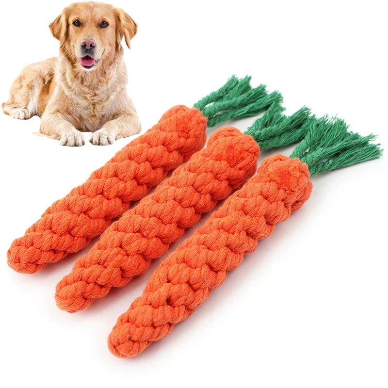 Cotton Rope Dog Toy Set — Carrot, Knot Ball & Dumbbell - Cozy & Co. Market