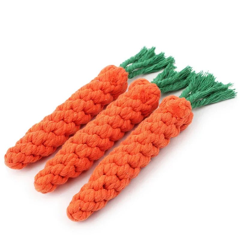 Cotton Rope Dog Toy Set — Carrot, Knot Ball & Dumbbell - Cozy & Co. Market