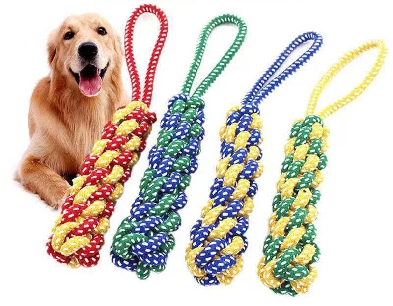 Cotton Rope Dog Toy Set — Carrot, Knot Ball & Dumbbell - Cozy & Co. Market